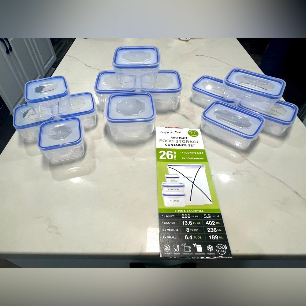 Blue and Clear Food Storage Container Set
24 pieces